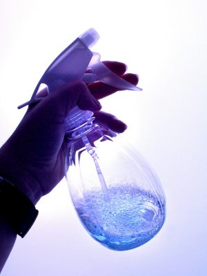 Spray bottle of cleaning solution